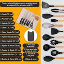 Kit Completo Jogo Utensílios de Cozinha Luxo 19 Peças em 3 Cores diferentes.