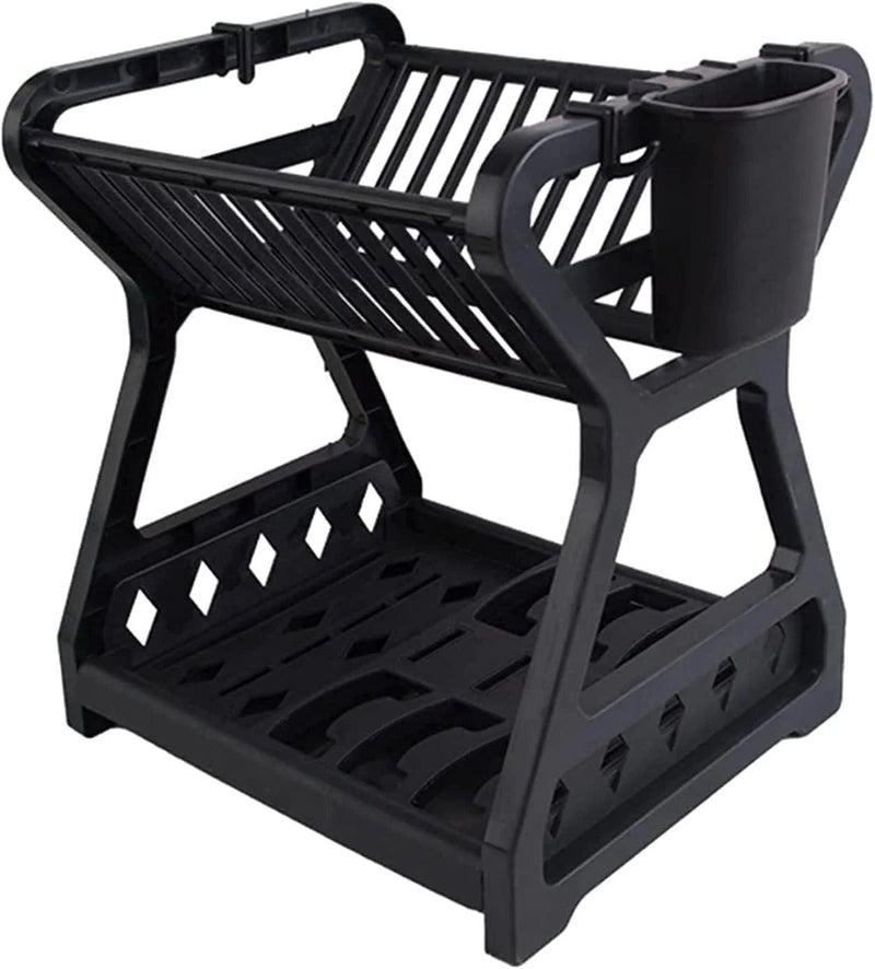 Escorredor de Louça de Duas Camadas – Suporte de Pia para Pratos, Talheres e Utensílios | Organizador Prático de Cozinha