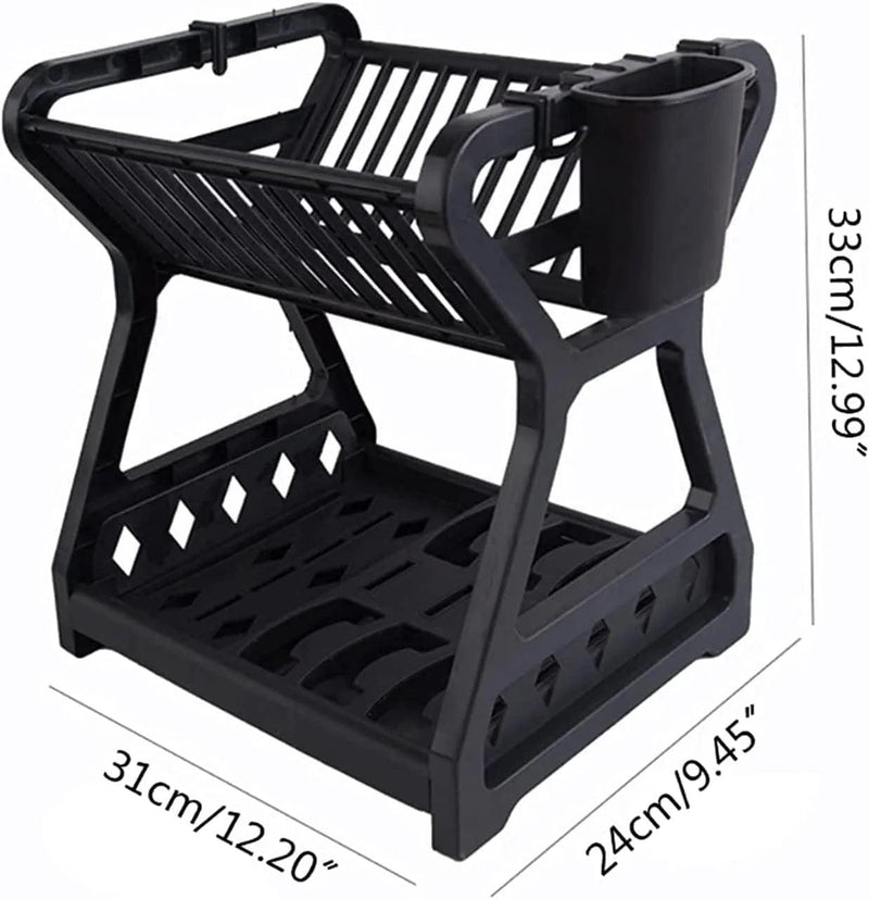 Escorredor de Louça de Duas Camadas – Suporte de Pia para Pratos, Talheres e Utensílios | Organizador Prático de Cozinha