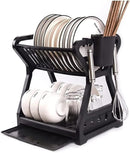 Escorredor de Louça de Duas Camadas – Suporte de Pia para Pratos, Talheres e Utensílios | Organizador Prático de Cozinha
