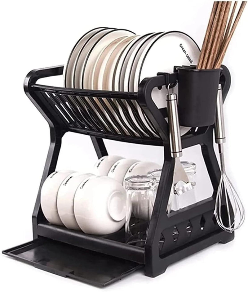 Escorredor de Louça de Duas Camadas – Suporte de Pia para Pratos, Talheres e Utensílios | Organizador Prático de Cozinha