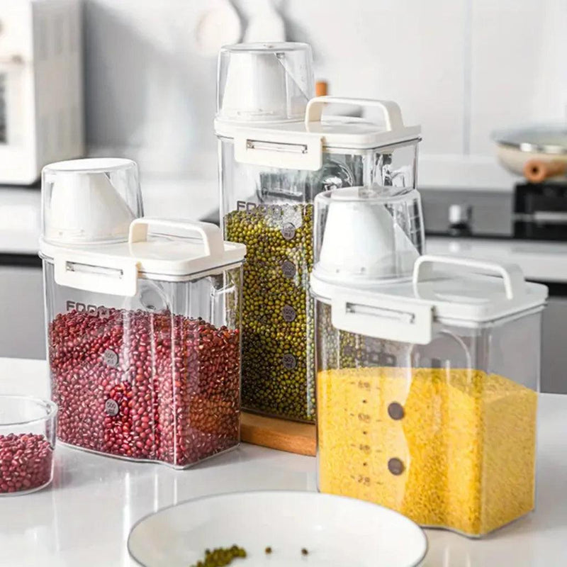 Pote Hermético Multiuso com Medidor – Tampa Bico Dosador para Cozinha ou Lavanderia | Organizador Compacto e Prático