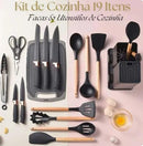 Kit Completo Jogo Utensílios de Cozinha Luxo 19 Peças em 3 Cores diferentes.