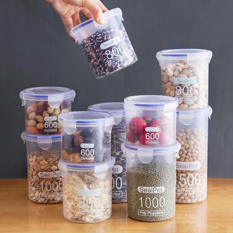 Kit 4 Potes Herméticos Transparentes – Organizadores de Alimentos para Cozinha | Grande Capacidade, à Prova de Umidade